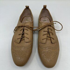 Zara Flats Shoes Lace up Brown Wingtip 41 US 10 Preppy Academia